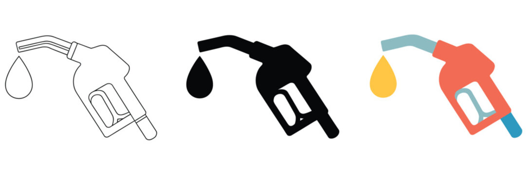 Refuel gun, clean vector illustration of fuel pump nozzle icon isolated on transparent background, representing gasoline station equipment, vehicle refueling service, energy supply, automotive fueling