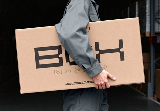 Large Delivery Box Mockup For Shipping Branding And Packaging Design