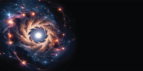 Glowing Planet in Space with Stars and Galaxy Light © Midul