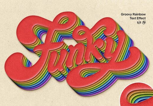Groovy Rainbow Text Effect For Retro Poster And Logo Typography Design