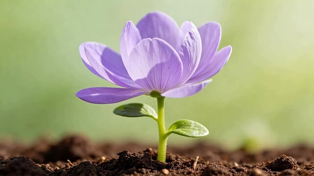 Purple flower bud in soil