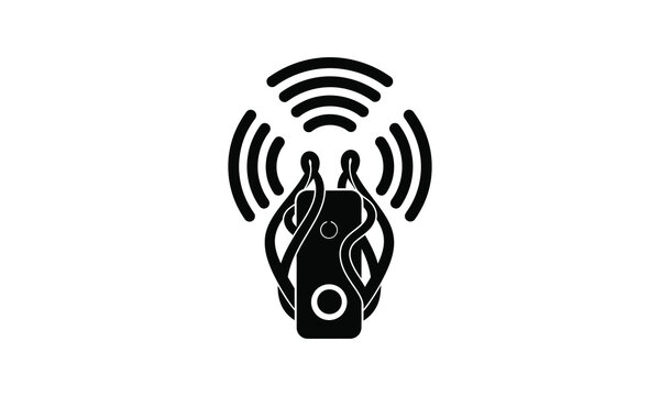 Wifi smart plug device with wireless signal radiating icon design illustration.