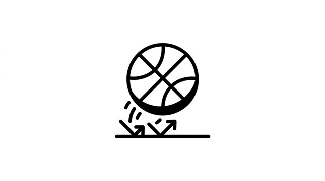 Basketball bouncing on a flat surface with motion lines.