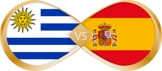 Obraz premium Uruguay vs Spain Flags, Football Match Icon