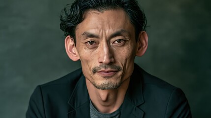 Obraz premium AI Job Anxiety Mid Career East Asian Man Doubtful