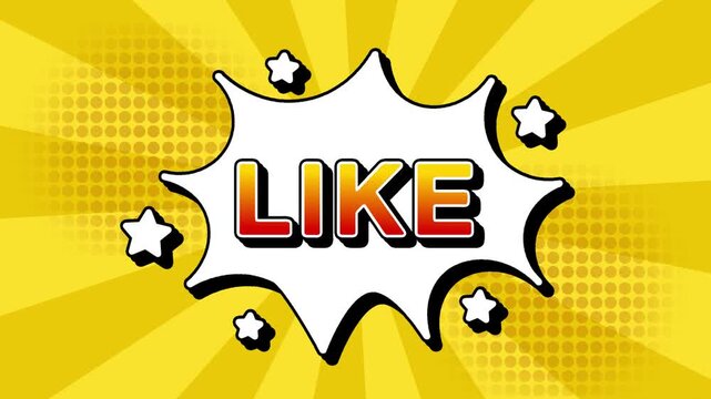 like text word lettering popup comic cartoon reveal with bomb and smoke explosion manga anime book page dots with radial speed lines doodle yellow background with seamless loop animation retro