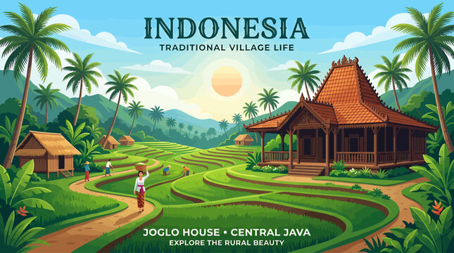 Traditional Indonesian Village Joglo House.
