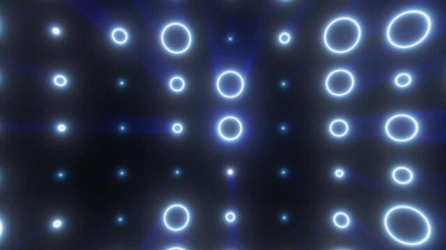 Blue glowing circle pattern with neon rings and soft beams