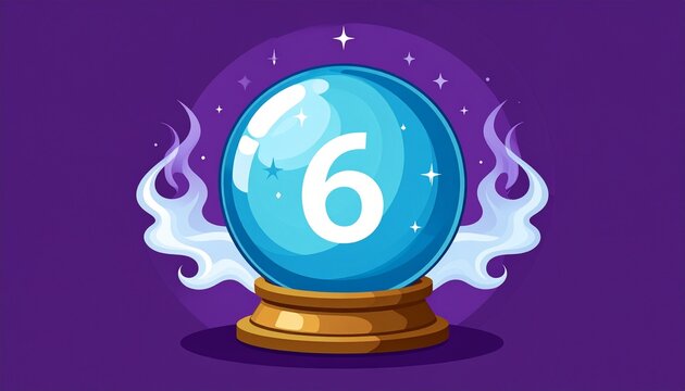 Crystal Ball with Number 6 - Fortune Telling and Predictions.