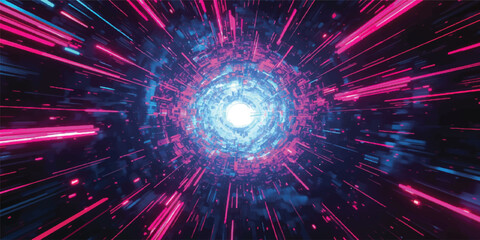 Obraz premium A vibrant fiber optics background with glowing light spots and fractal star designs creates a bright technology wallpaper filled with energy, shine, and color against a dark galaxy backdrop