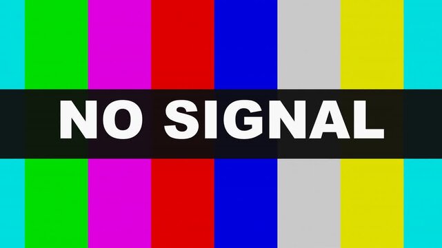 No Signal Television Test Pattern Screen Animation with Color Bars