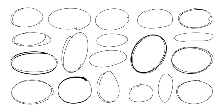 Scribble Circle Set with Hand Drawn Pencil Frames and Sketchy Rings for Creative Design