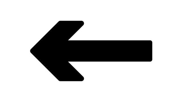 Minimalist black arrow pointing rightwards animation isolated on white background for video transition navigation next page and motion graphics.