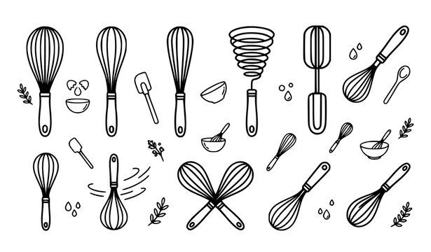 Whisk and mixing utensil illustrations
