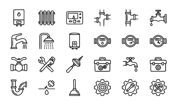 Plumbing and heating system icons