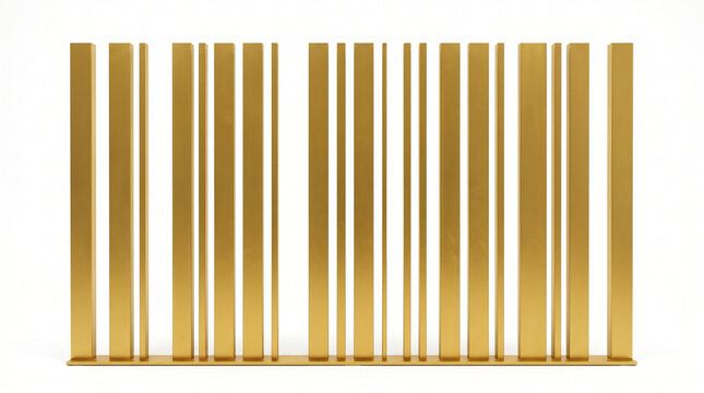Golden barcode, shiny metal bars, barcode pattern, gold stripes