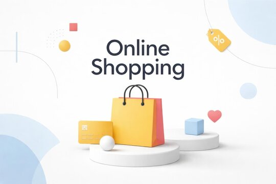 Concepto de marca minimalista para compras en l&iacute;nea con una composici&oacute;n geom&eacute;trica limpia