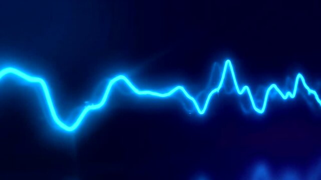 Glowing Blue Electric Waveform Signal.