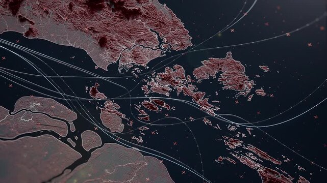 Strait of Malacca, Shipping Lanes and Trade Routes Concept Showing Navigation and Logistics