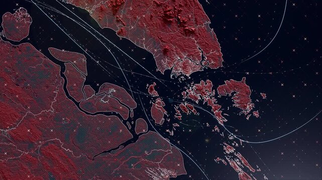 Strait of Malacca, Shipping Lanes and Trade Routes Concept Showing Navigation and Logistics
