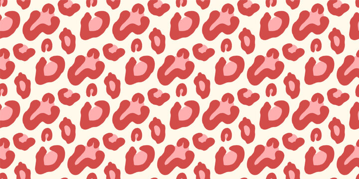 Leopard rosette seamless pattern in pink for feminine coquette print. Girly leopard spot and organic motif as chic vector background. Trendy rosette animal print with red camo in y2k fashion.