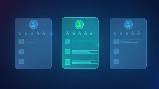 Customer Feedback and Five-Star Rating Review Interface Animation with User Profiles 4k.