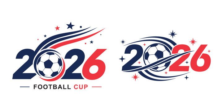 2026 football cup logo design with soccer ball and stars