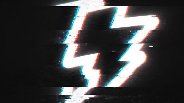 A bright white lightning bolt symbol is displayed against a dark, textured background.