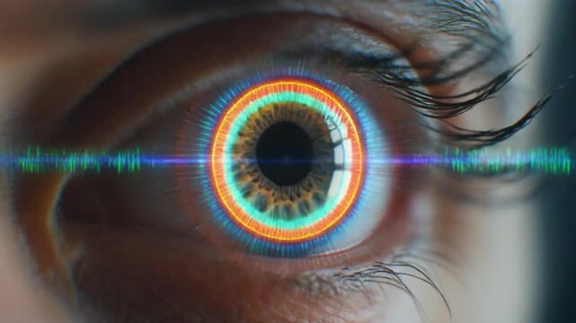 Illustration video of the complex interaction between the pupil and light. Detailed close-up of the eye reacting to different light intensities from bright sunlight to the soft glow of candlelight