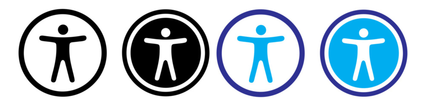 Accessibility icon, Universal accessibility sign vector illustration. Set of accessibility icon. Editable stroke.
