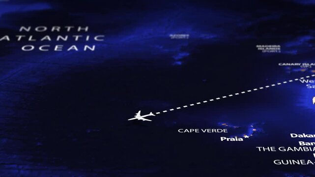 Flight From Rome ITALY to Paramaribo SURINAME with flag pins