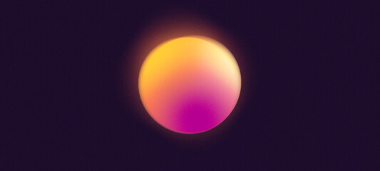 Fototapeta premium Glowing pink and orange orb floating on a dark background with soft blur and vibrant neon lighting, creating a futuristic abstract composition.