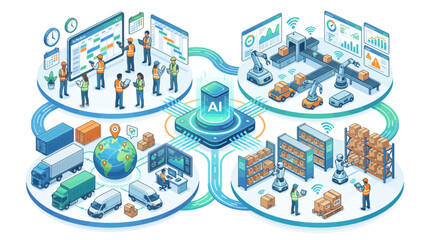 Naklejka premium AI Revolutionizing Smart Logistics and Warehouse Automation