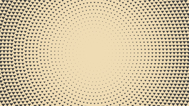 Abstract geometric halftone pattern with dark triangles on beige background