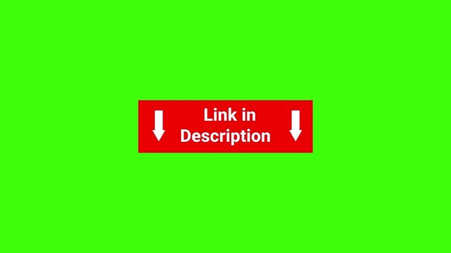 Link in Description Call to Action Text Animation with Arrow, Link in Description text title Animation on Transparent Background, Lower third Animation.
