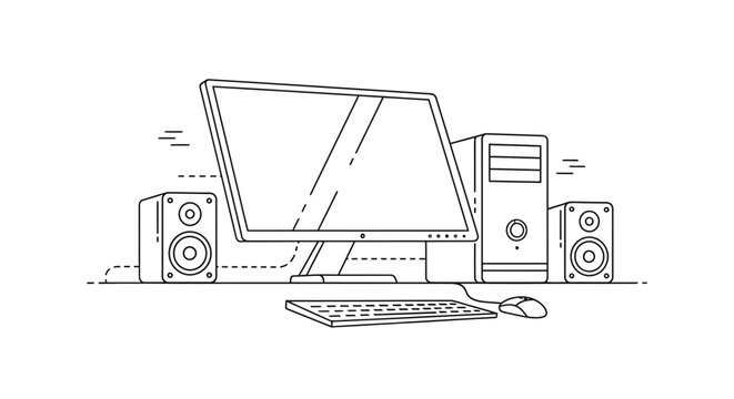 Computer desktop with keyboard mouse.
