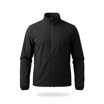 Black Men's Softshell Jacket Front View Studio Shot