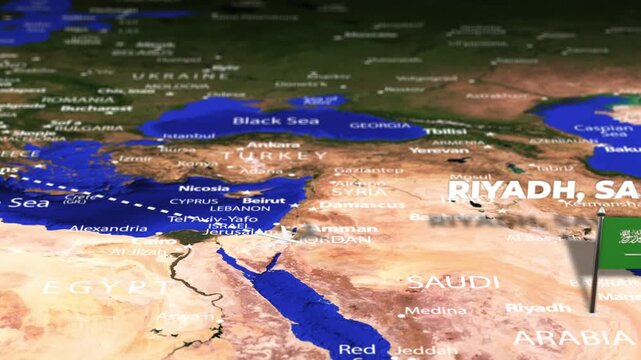Flight From Rome ITALY to Riyadh SAUDI ARABIA with flag pins