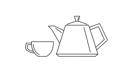 Abstract Geometric Teapot and Tea Cup Illustration © Makmur
