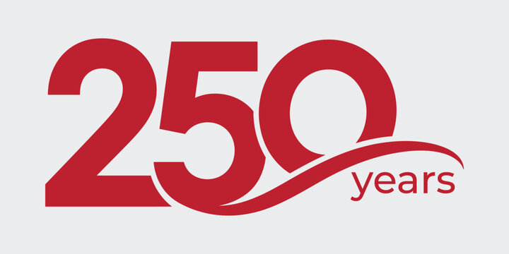 250 Years Anniversary Logo Design, Modern Milestone Celebration Typography Vector