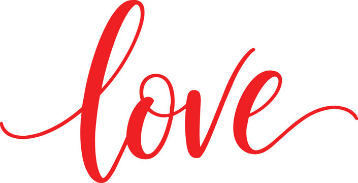 Red cursive love text design Vector