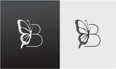 Butterfly Logo Design with Letter B and Monogram Illustration © Rakha