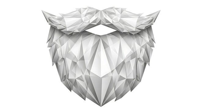 Low poly geometric silver beard and mustache face shape abstract concept