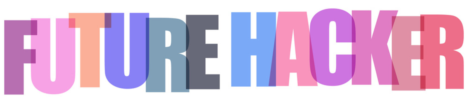 Multicolored text graphic with futuristic hacker words