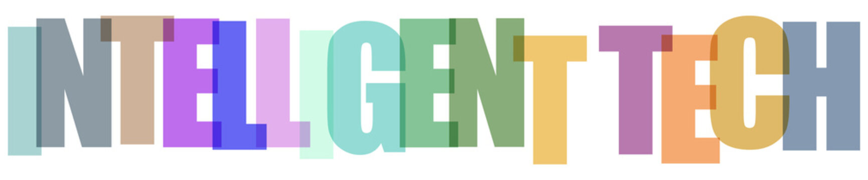 Multicolored text saying intelligent tech on white