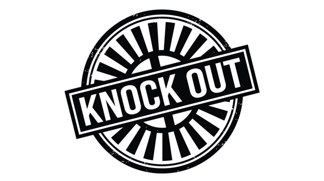 Detailed black and white vector illustration featuring a circular stamp design with bold knockout text