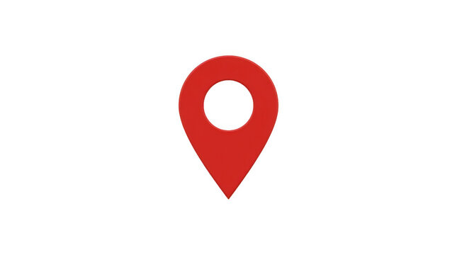 Red location pin icon with white center dot isolated on transparent background