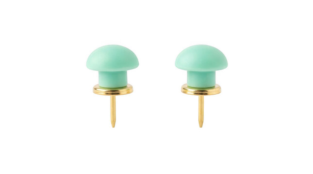 Mint green mushroom-shaped earring with gold pin isolated on transparent background