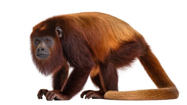 Brown Howler Monkey with long fur and bushy tail