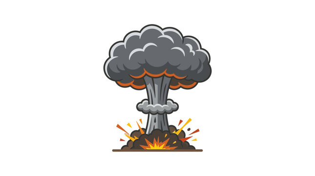 Mushroom cloud explosion illustration with fire and smoke.